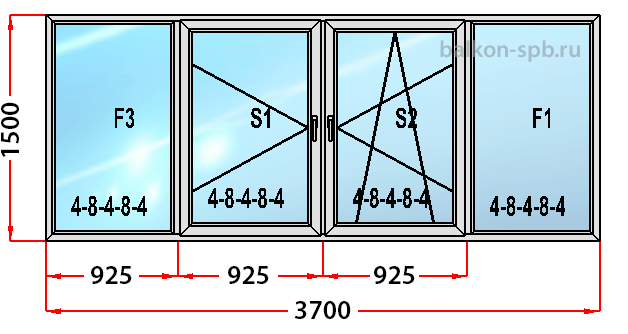 окно 3700 х 1500