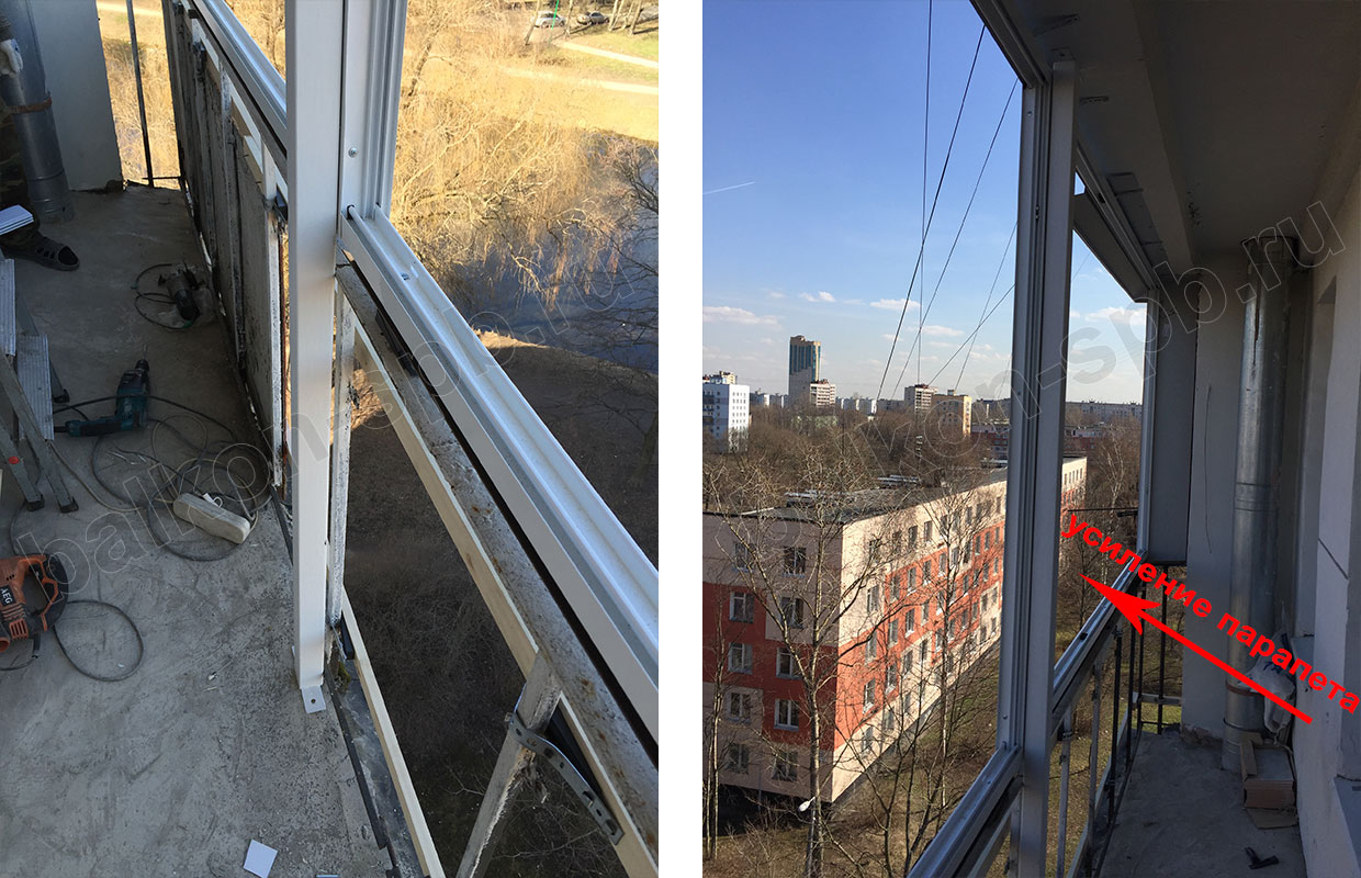 усиление длинного балкона
